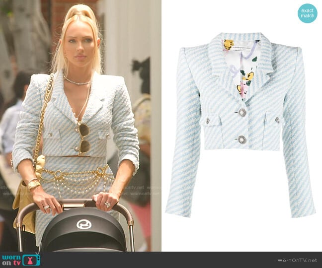 Alessandra Rich Diagonal-Stripe Tweed Jacket worn by Christine Quinn on Selling Sunset