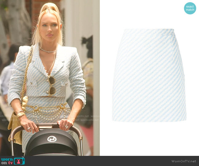Alessandra Rich Striped Tweed Mini Skirt worn by Christine Quinn on Selling Sunset