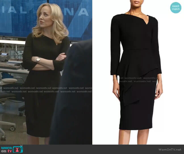 Roland Mouret Abbaye Peplum Draped Wool Dress worn by Marissa Morgan (Geneva Carr) on Bull