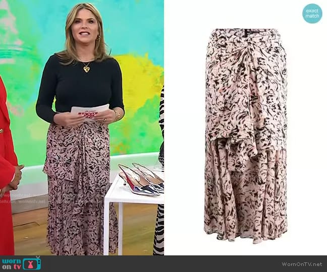 Proenza Schouler Abstract Animal Print Layered Skirt worn by Jenna Bush Hager on Today