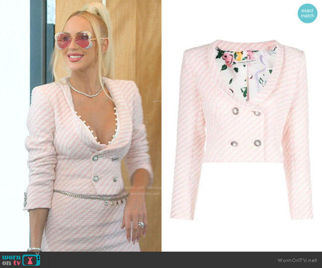 Alessandra Rich Double-Breasted Cropped Blazer worn by Christine Quinn on Selling Sunset