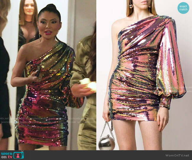 Alex Perry Sequin One Shoulder Dress worn by Jennie Nguyen on The Real Housewives of Salt Lake City