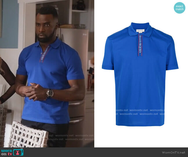 Alexander McQueen Logo Print Cotton Polo Shirt