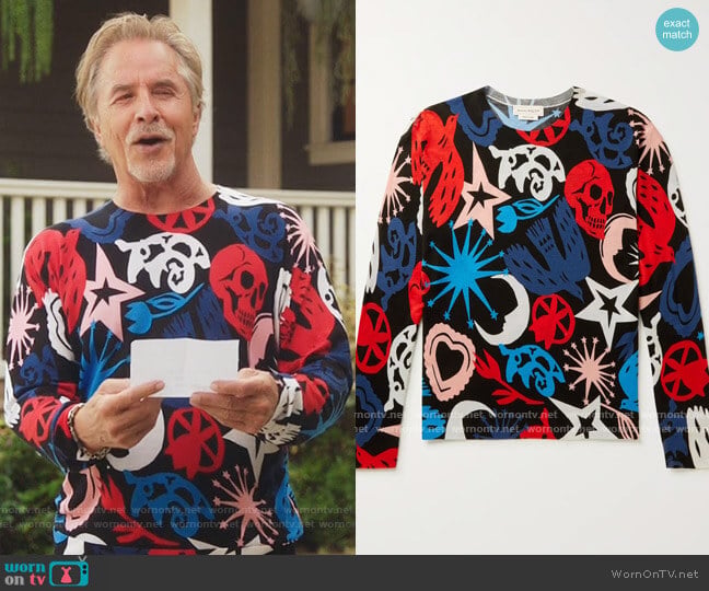 Alexander McQueen Printed Wool Sweater worn by Rick (Don Johnson) on Kenan