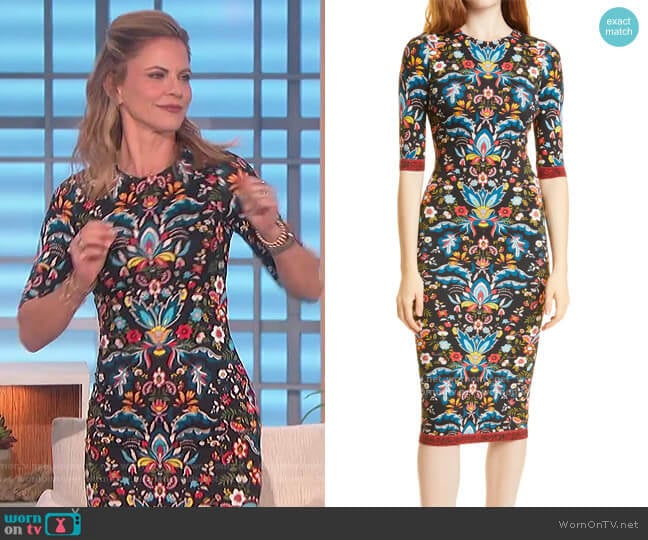 Alice + Olivia Delora Dress worn by Amanda Kloots on The Talk