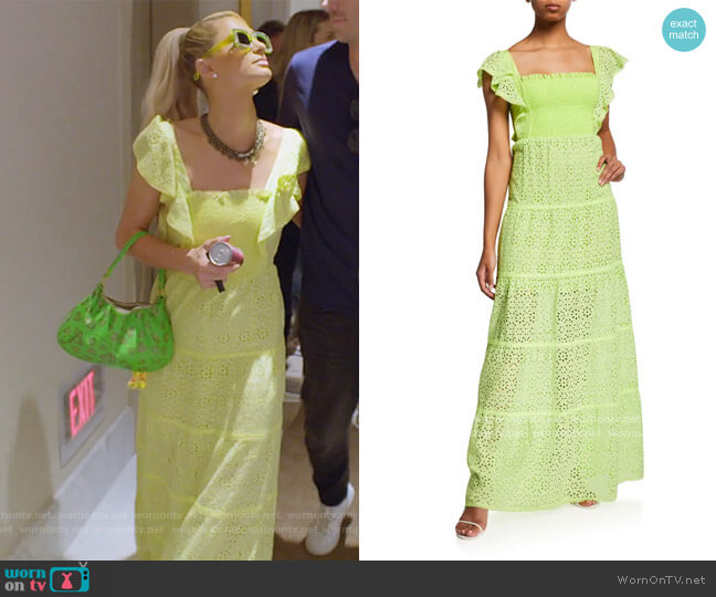 Alice + Olivia Jules Tie-Back Paneled Maxi Dress worn by Paris Hilton on Paris in Love