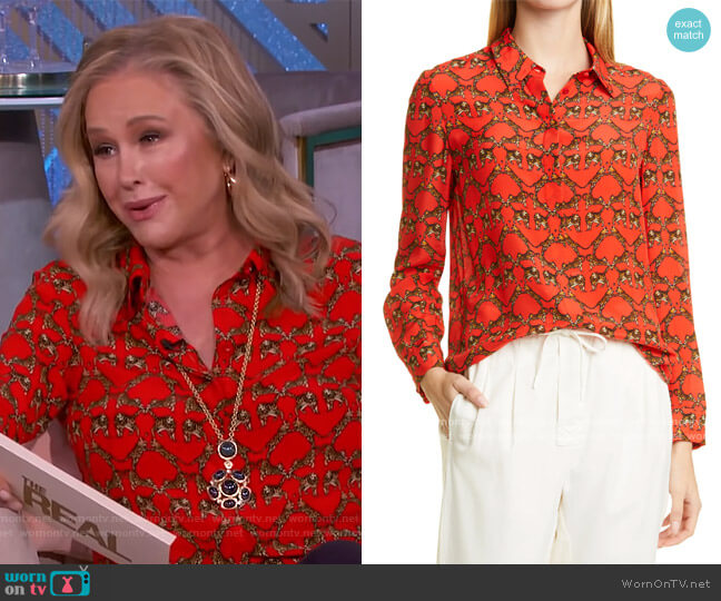 Alice + Olivia Willa Leopard Print Silk Blouse