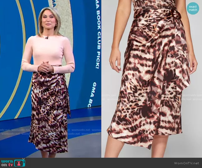 Guess Animal Magic Wrap Skirt worn by Amy Robach on Good Morning America
