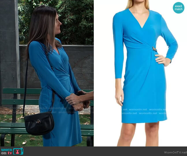 Anne Klein Link Detail Knit Faux Wrap Dress worn by Lucy Coe (Lynn Herring) on General Hospital