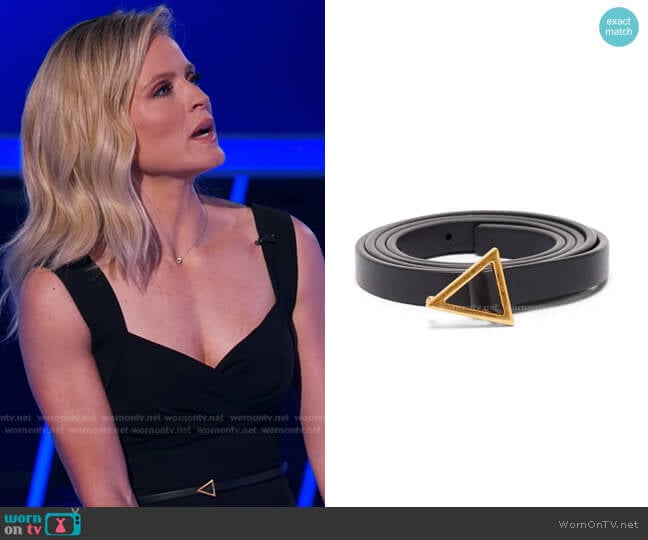 Bottega Veneta Triangle-Buckle Slim Leather Belt worn by Sara Haines on The Chase