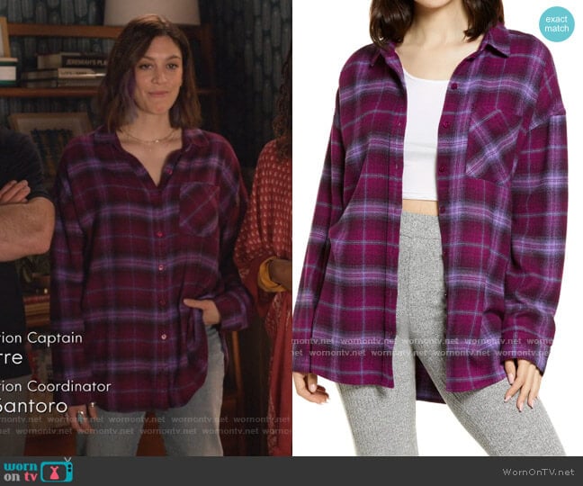 BP. Boyfriend Plaid Button-Up Shirt worn by Sarah (Caitlin McGee) on Home Economics