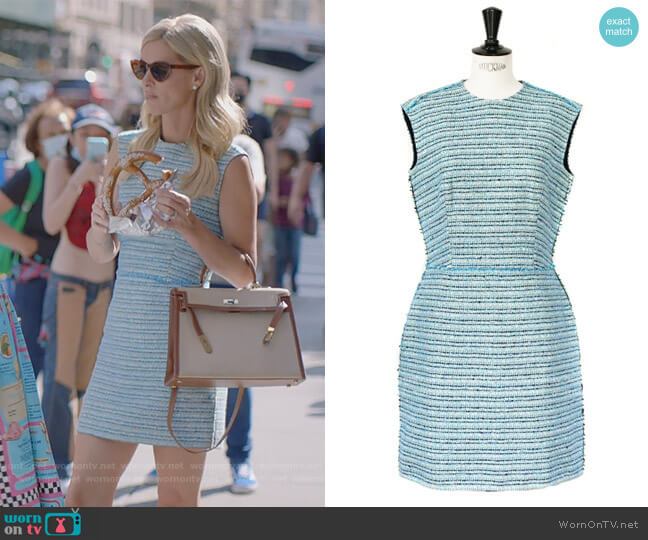 Balenciaga Lagoon Blue Tweed Dress worn by Nicky Hilton Rothschild on Paris in Love