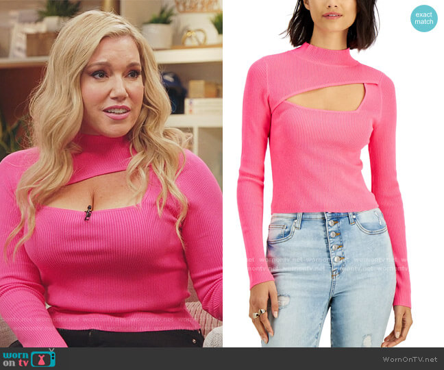 Bar III Cutout Mock-Neck Top
