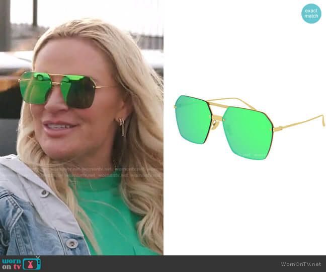 Bottega Veneta Oversized Geometric Sunglasses worn by Heather Gay on The Real Housewives of Salt Lake City