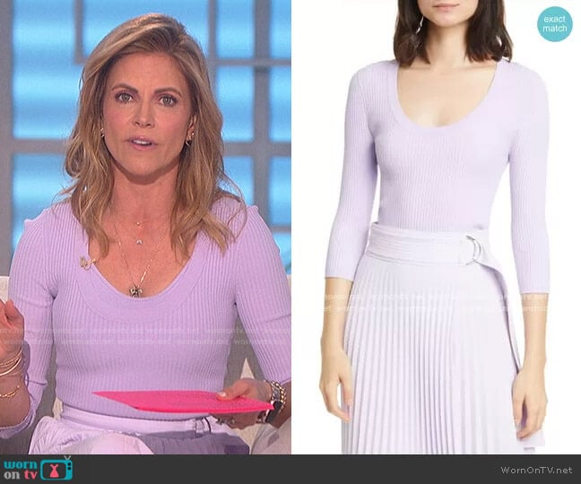 A.L.C. Brandon Ribbed Top worn by Natalie Morales on The Talk