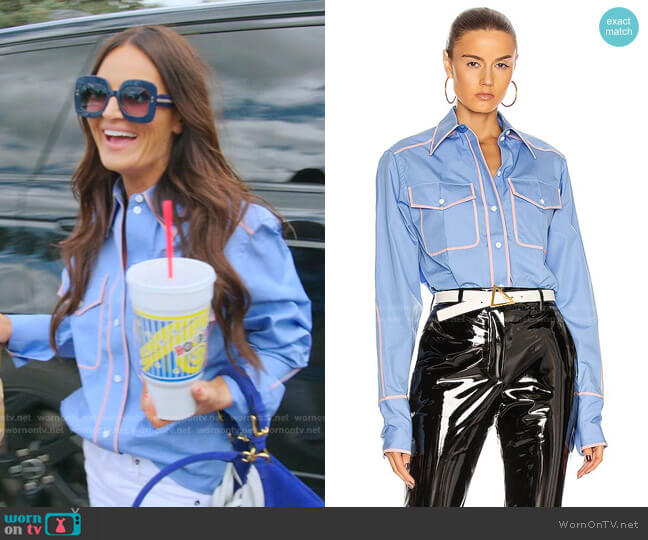 Victoria Beckham Contrast Piping Shirt worn by Lisa Barlow on The Real Housewives of Salt Lake City