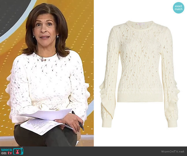 Carolina Herrera Cascading Ruffle-Trim Sweater worn by Hoda Kotb on Today
