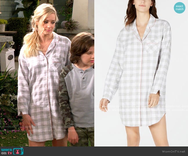 Charter Club Cotton Flannel Sleep Shirt worn by Gemma (Beth Behrs) on The Neighborhood