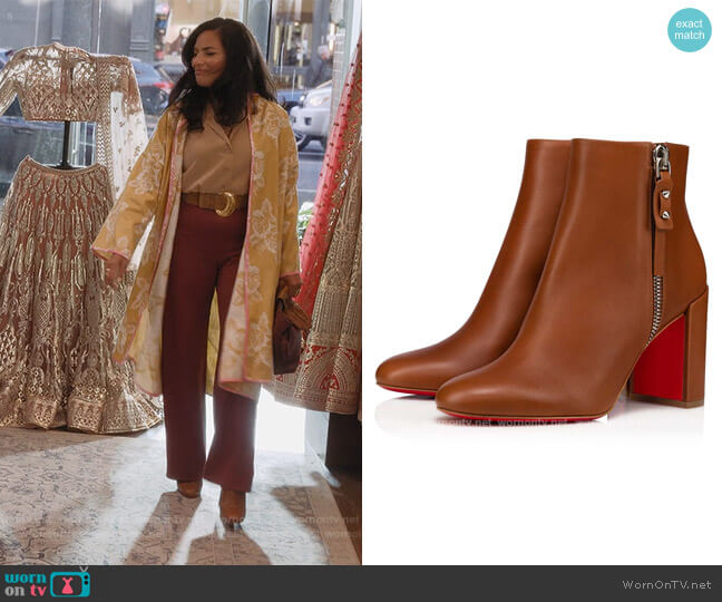 Christian Louboutin Ziptotal Boots worn by Seema Patel (Sarita Choudhury) on And Just Like That