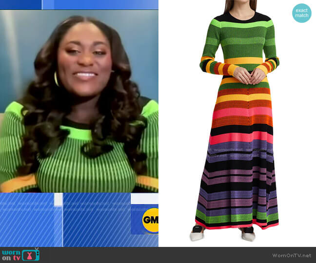Christopher John Rogers Striped Colorblock Maxi-Dress
