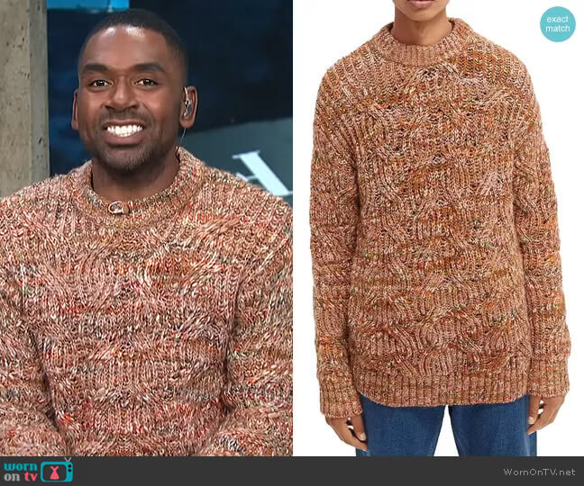 Scotch & Soda Chunky Cable Knit Sweater worn by Justin Sylvester on E! News