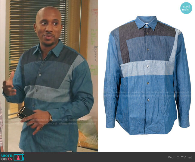 Comme Des Garçons Colour-Block Cotton Shirt worn by Gary Williams (Chris Redd) on Kenan