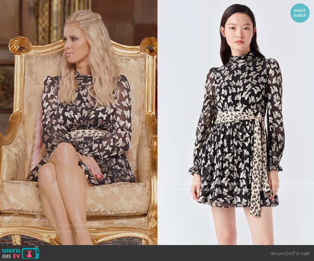 Diane von Furstenberg Joey Belted Mini Dress in Bows worn by Nicky Hilton Rothschild on Paris in Love