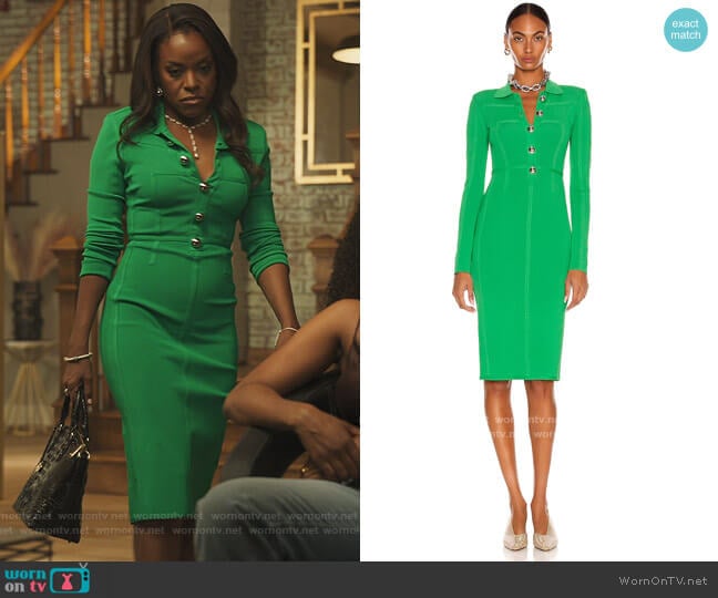 David Koma Front Button Polo Long Sleeve Pencil Dress worn by Leah Franklin-Dupont (Nadine Ellis) on Our Kind of People