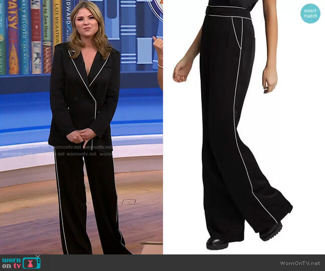 Veronica Beard Edia Piped Crepe Pants worn by Jenna Bush Hager on Today
