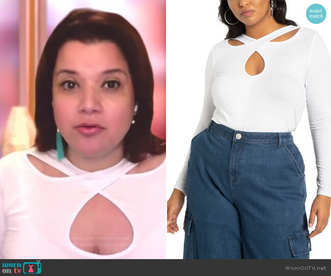 Eloquii Crossover Cutout Neckline Long Sleeve Top worn by Ana Navarro on The View