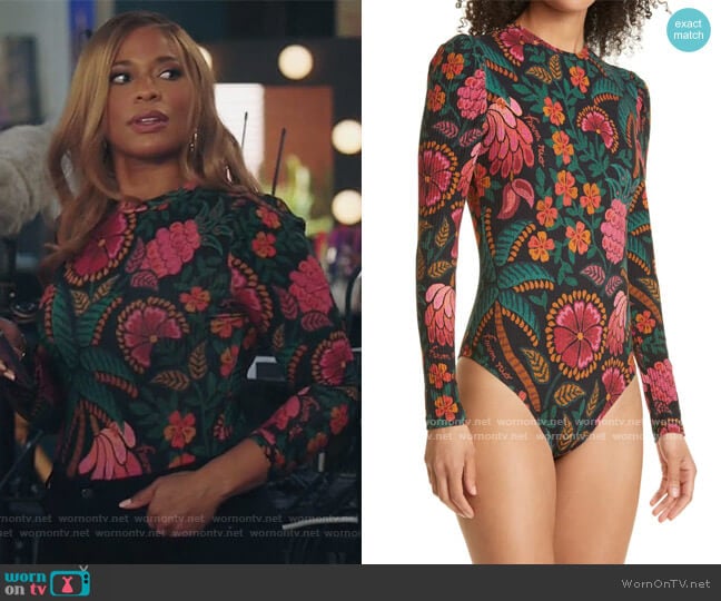 Farm RIO Made in Brazil Bodysuit worn by Mika (Kimrie Lewis) on Kenan