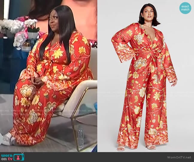 Fashion to Figure Ivette Floral Print Jumpsuit worn by Loni Love on E! News