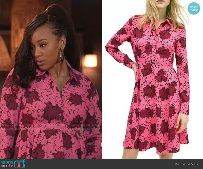 Kate Spade Floral Flare Shirtdress worn by Olivia Lockhart (Katlyn Nichol) on Black-ish