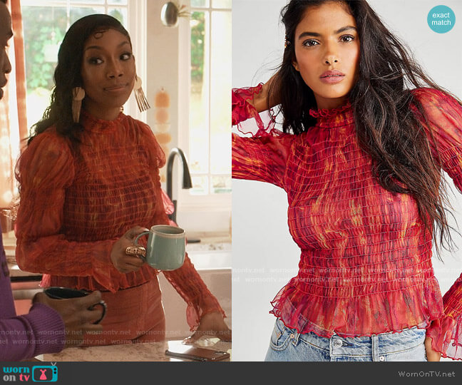 Free People Hello There Top worn by Naomi (Brandy Norwood) on Queens