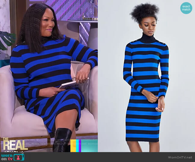 Gabrielle Union Collection Striped Turtleneck Dress worn by Garcelle Beauvais on The Real