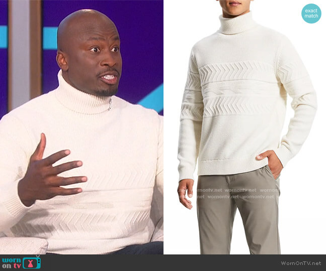 Theory Geometric Turtleneck Sweater worn by Akbar Gbajabiamila on The Talk