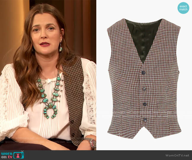 Giuliva Heritage The Andrea Houndstooth Vest worn by Drew Barrymore on The Drew Barrymore Show