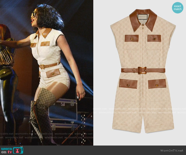 Gucci 100 GG Caonvas Jumpsuit worn by Lauren Rice (Pepi Sonuga) on Queens