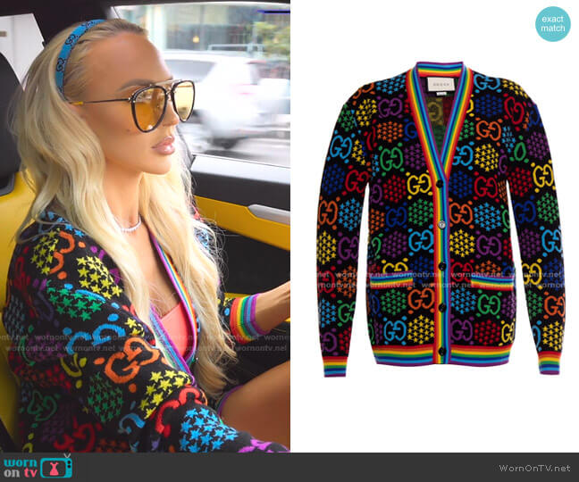 Gucci Psychedelic Cardigan worn by Christine Quinn on Selling Sunset