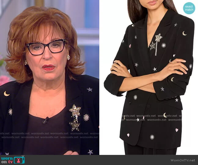 Cinq a Sept Hearts and Stars Embroidered Embellished Blazer worn by Joy Behar on The View