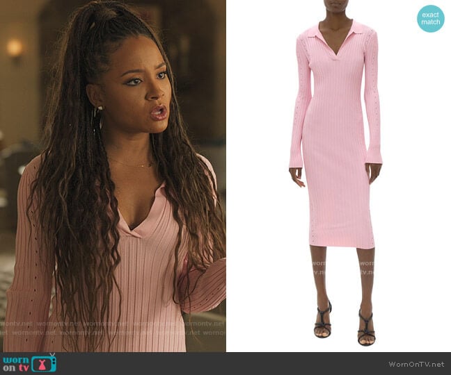 Helmut Lang Slash Midi Dress worn by Lauren Dupont (Rhyon Nicole Brown) on Our Kind of People