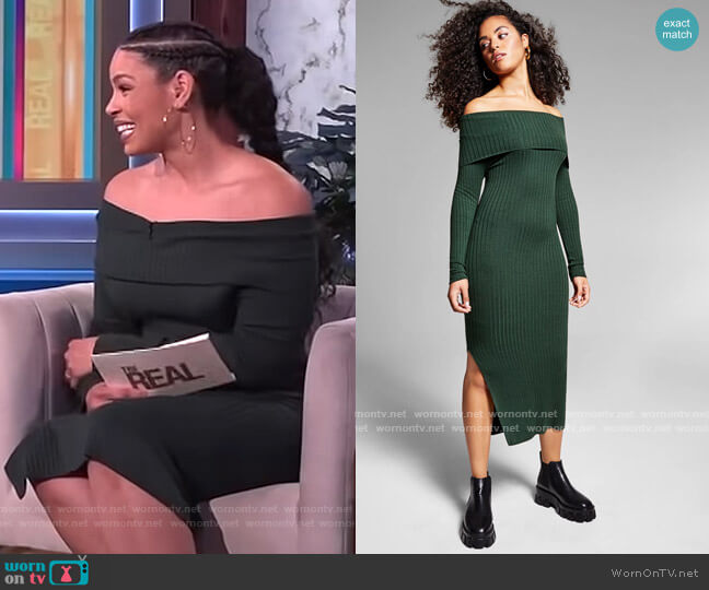 Jeannie Mai x International Concepts Janelle Ribbed Off-The-Shoulder Bodycon Midi Dress