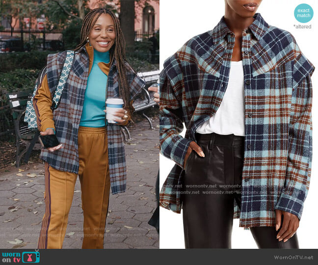 IRO Gabyn Flannel Jacket worn by Dr. Nya Wallace (Karen Pittman) on And Just Like That