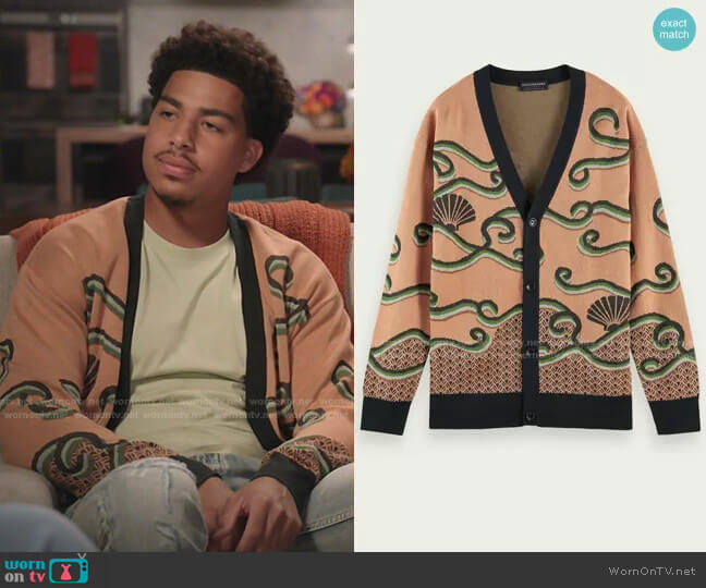 Scotch & Soda Jacquard Cardigan worn by Andre Johnson Jr (Marcus Scribner) on Black-ish