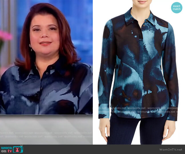 Lafayette 148 Scottie Ink Drop Blouse worn by Ana Navarro on The View
