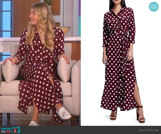 L'Agence Cameron Long Sleeve Silk Shirtdress worn by Amanda Kloots on The Talk
