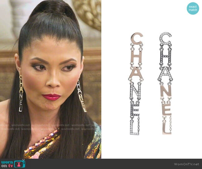 Chanel Large Dangle Drop Earrings worn by Jennie Nguyen on The Real Housewives of Salt Lake City