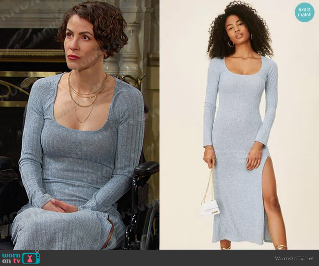 Reformation Lemon Dress worn by Sarah Horton (Linsey Godfrey) on Days of our Lives