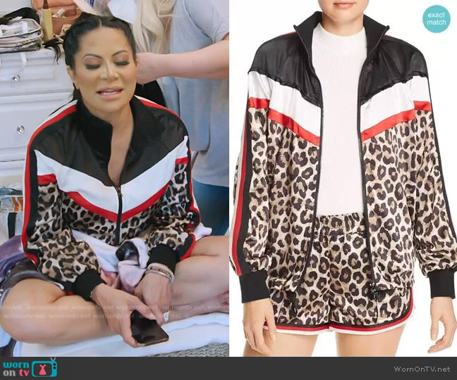 Pam & Gela Leopard & Color-Block Jacket worn by Jen Shah on The Real Housewives of Salt Lake City