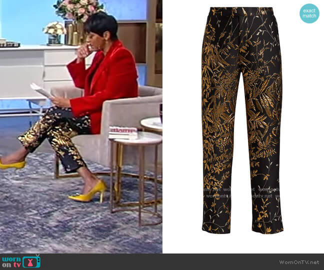 Libertine Beijing Garden Slim Jacquard Trousers worn by Tamron Hall on Tamron Hall Show